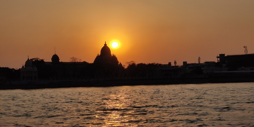 Belur Math view from Hooghly River during sunset for travellers