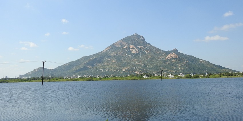 Panoramic view of Tiruvannamalai hills which is a serene spot near Tiruvannamalai Temple.