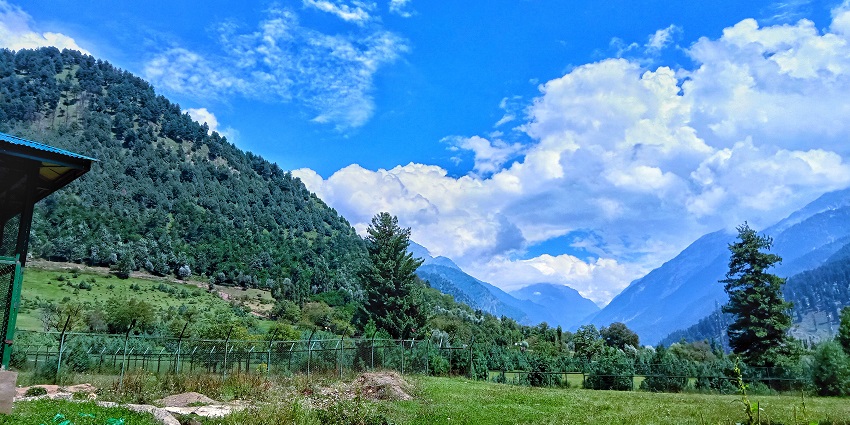 Bright cumulus clouds in a clear blue sky on a sunny day in Wildlife
