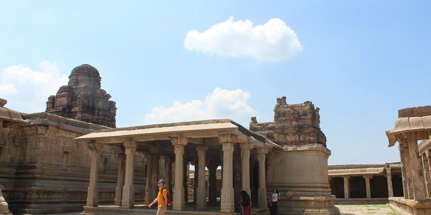 A majestic brown temple in Varanasi near Funtasi Water Park for tourists to explore.