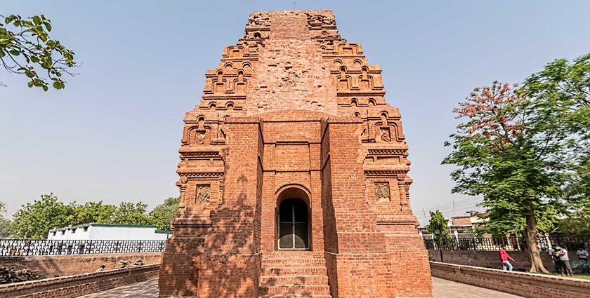 Ancient brick temple in Kanpur, showcasing traditional architecture and historical significance