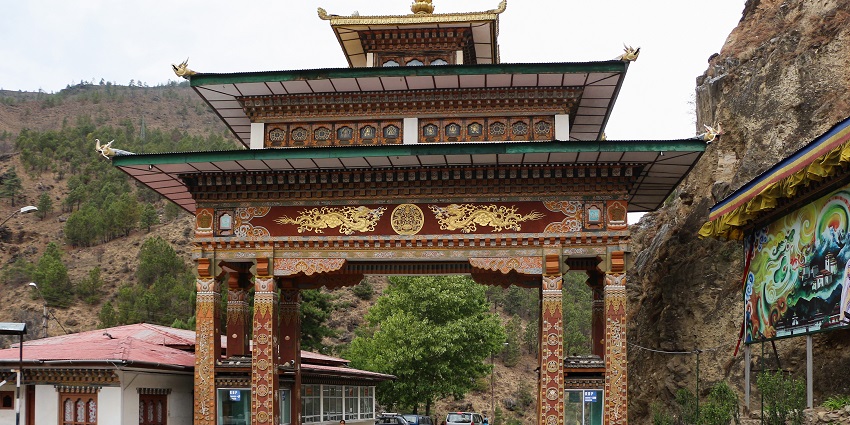 The historical Bhutan Gate located at the border between the two countries