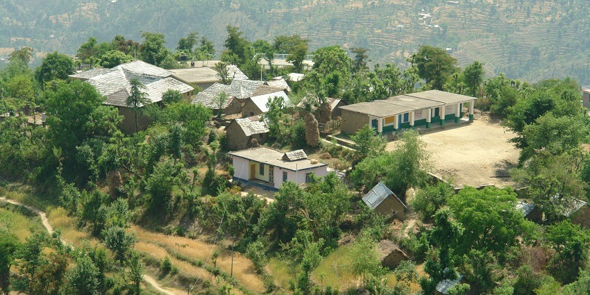 View of the lush greenery of Bishampur, a quaint town nearby