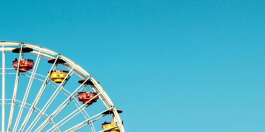 Ferris Wheel at the Blue Worth Theme Park on a clear sunny day, located near Bithoor