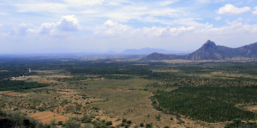 A surreal and serene panoramic view of the Bodinayakkanur from bodi mettu hills.