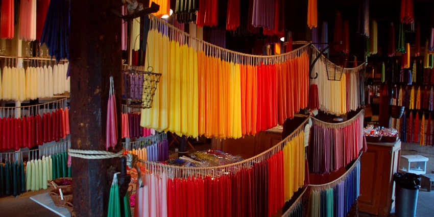 Image of charming candle factory and shop filled with colourful candles