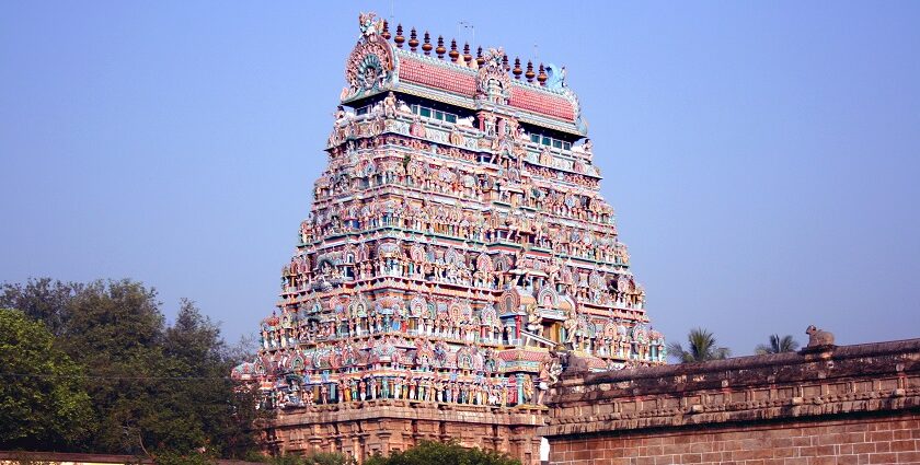 Image of Thillai Nataraja Temple or Chidambaram Nataraja Temple in Tamil Nadu, India.