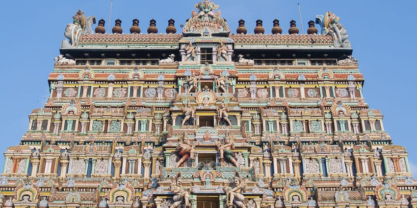 An image of the artwork of the gopuram at Nataraja Temple in Chidambaram, Tamil Nadu.