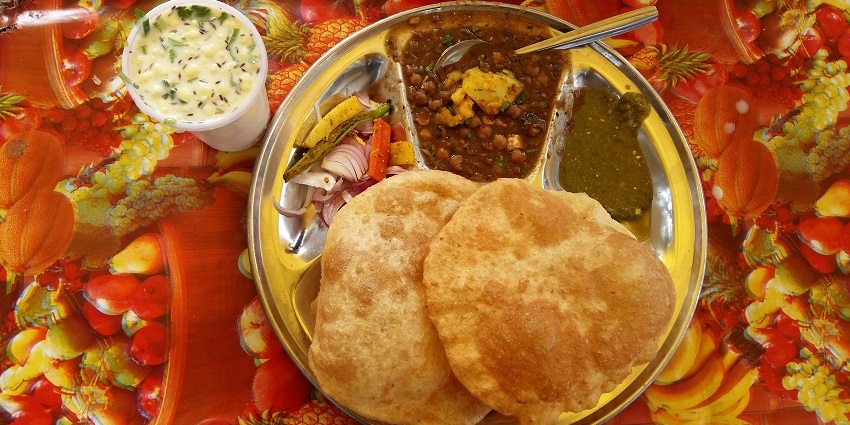 Plate of Chole bhature, a renowned breakfast meal in the city