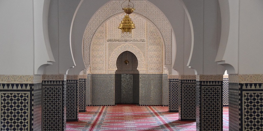 The prayer room inside the chowk mosque nestled in the town of Allahabad