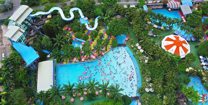 Aerial view of Coco splash water park.