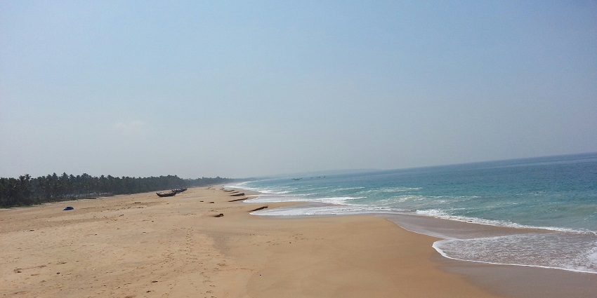 Waves crash at an empty Colachel Beach in Kanyakumari District of Tamil Nadu