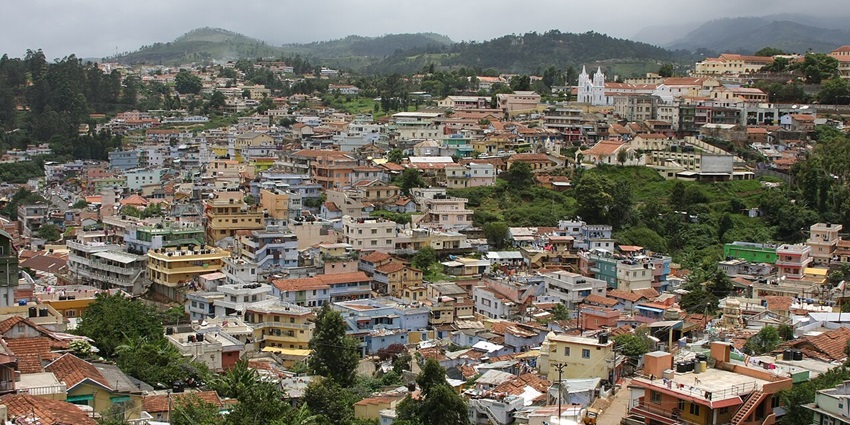 View of Coonoor city which has one of the most famous hill stations near Kodaikanal.