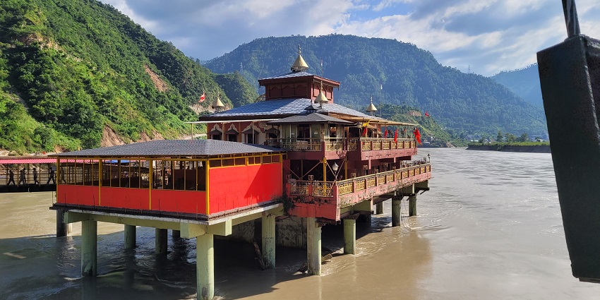 Picturesque view of Dhari Devi temple in Rudraprayag is perched on a hilltop