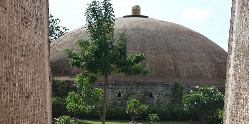 An Image showing the unique dome structure of Dhyanalinga Temple, near Siruvani Waterfalls.