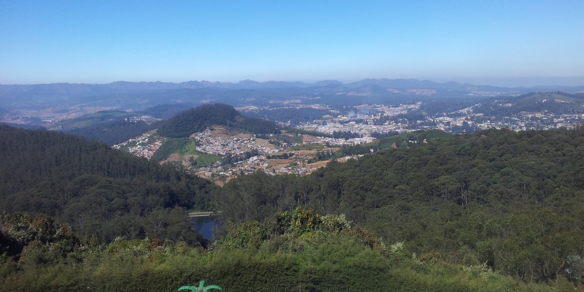 View of ooty from doddabetta peak - one of the best places to visit near Ooty