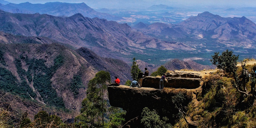 An image of a panoramic view of Dolphin Nose, the best place near Vattakanal Waterfalls