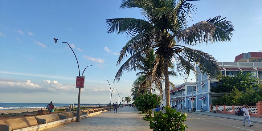 A picture of Eden Beach, a Blue Flag-certified beach with crystal-clear waters in Pondicherry.