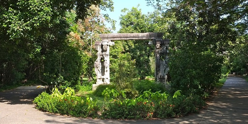 Beautiful gardens of Theosophical Society, one of the tourist attractions in Chennai, Tamil Nadu.