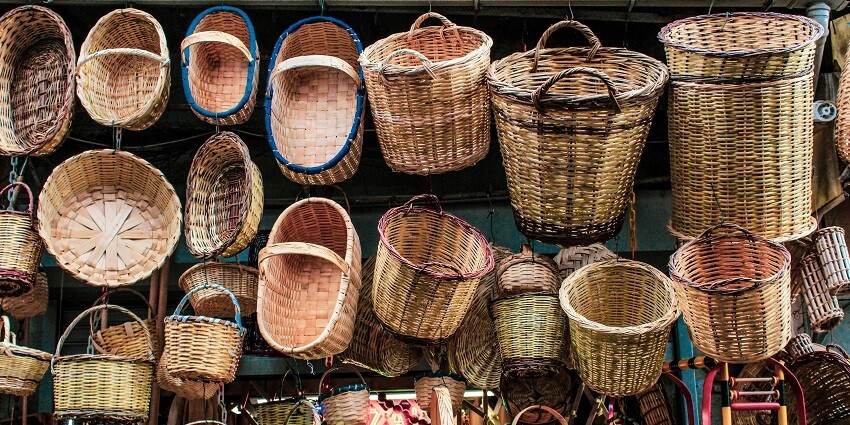 A glimpse of baskets being sold at the Fatehabad Road Market in Uttar Pradesh.