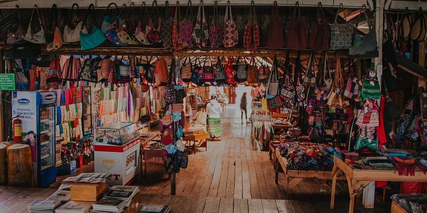 Street shopping in Kanchipuram markets offering decorations and unique festive items.
