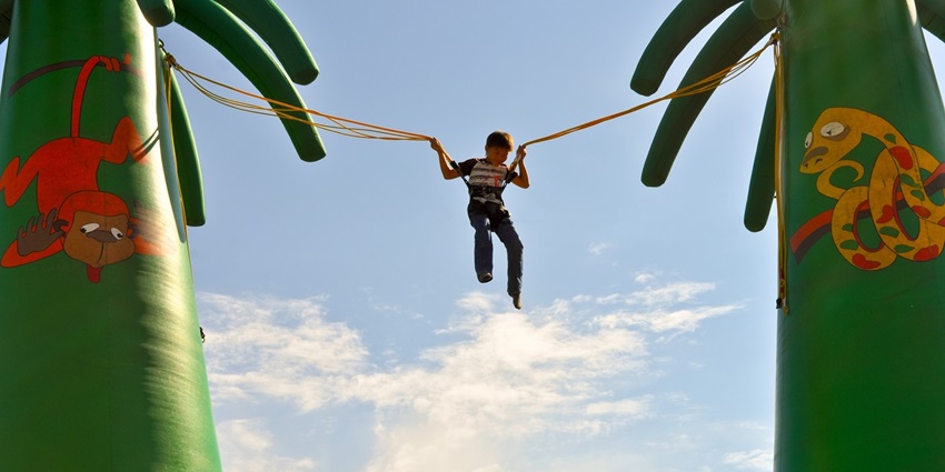High-speed zip line ride offering exhilarating views and excitement.