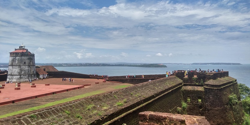 Fort Aguada is a famous tourist attraction in Goa, built in the 17th century by Portuguese.