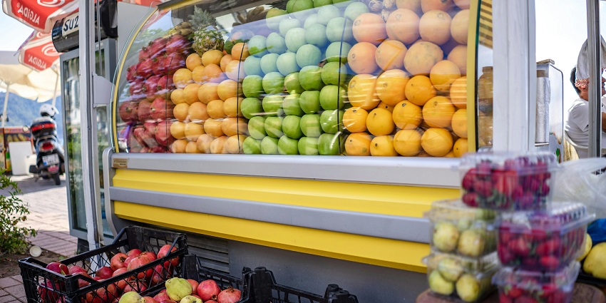 Fresh fruit and organic produce available from local farmers.