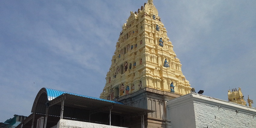 Gopuram of Sri Lakshmi Narasimha Swamy Temple - one of the temples in Krishnagiri.