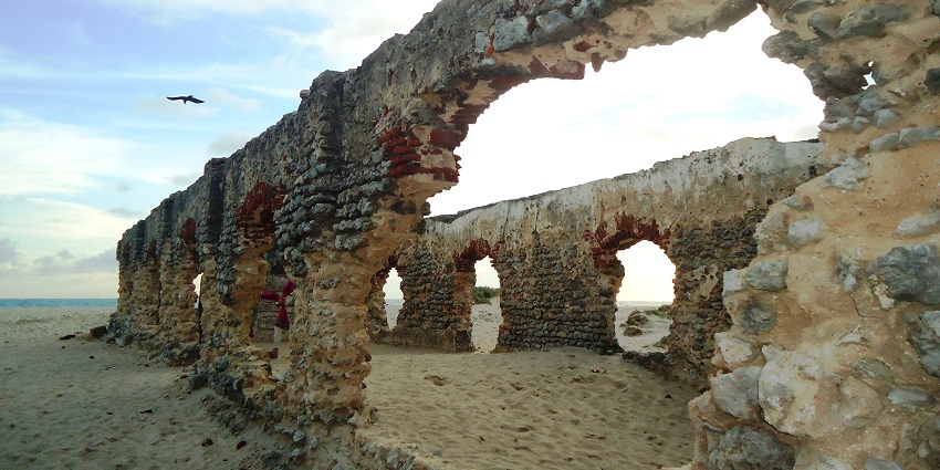 A picture of the ruins of the 1964 cyclone in Dhanushkodi–the ghost town in Tamil Nadu.