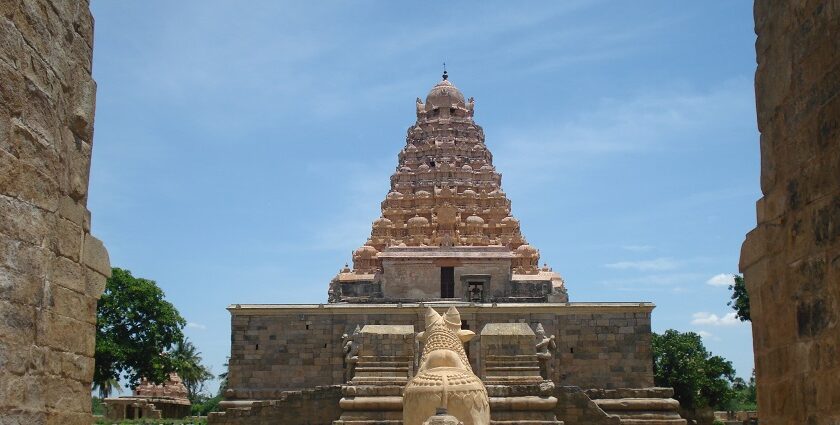 Veeranandapuram Temple with carved traditional architecture and vibrant surroundings