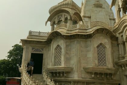 Gokul Temple, featuring traditional architecture and vibrant surroundings, symbolising spirituality.