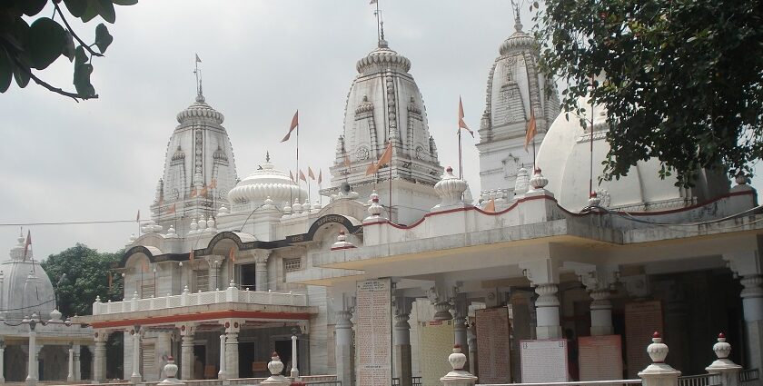 Main entrance of Gorakhnath Temple, featuring traditional architecture and sacred ambience.