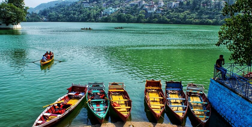 An image of a scenic view of Bhimtal, highlighting popular places to visit near Haldwani.