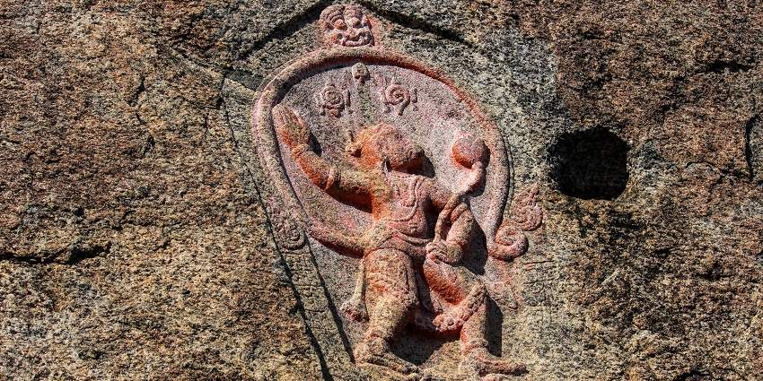 Hanuman carved on the wall of Hanuman Mandir Temple in greater Noida.