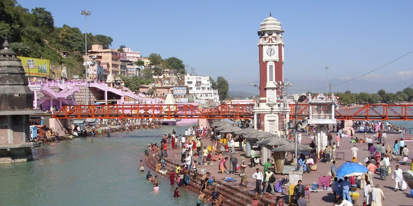 Sacred town where the Ganges exits mountains, hosting spiritual ceremonies.