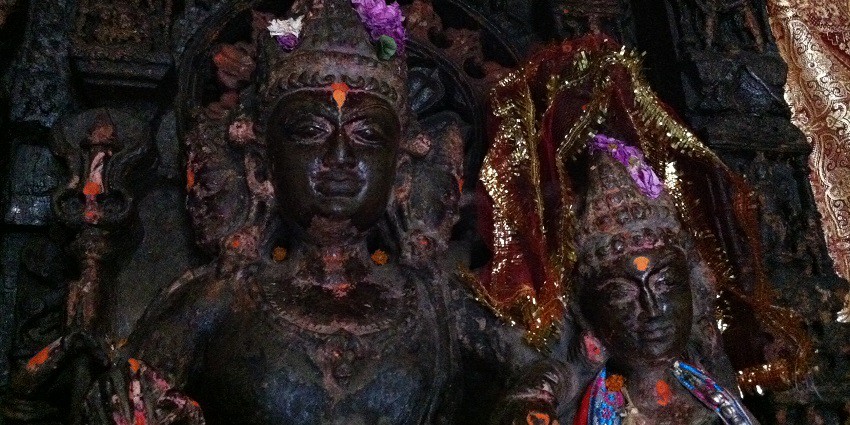 A divine shot of Lord Shiva with Goddess Parvati in a temple in Rudraprayag