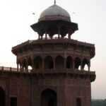 A picture of the Taj Mahal in Agra taken during the twilight hour