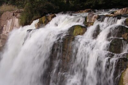 View of Hogenakkal Waterfalls, a very famous tourist attraction in Tamil Nadu