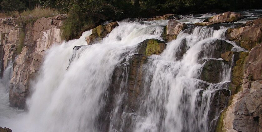 View of Hogenakkal Waterfalls, a very famous tourist attraction in Tamil Nadu