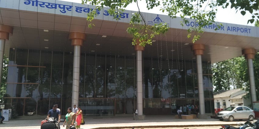 New terminal building of Gorakhpur Airport, showcasing modern architectural design