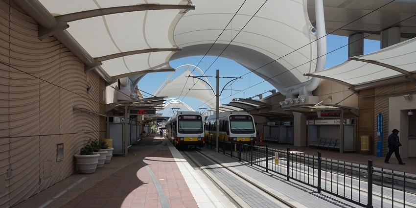 An airport station in Dallas, near the biggest casino in the world for all to visit.