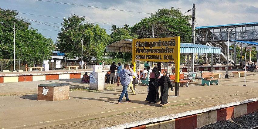 An image of a railway Station in Chennai, Tamil Nadu which is close to the temple