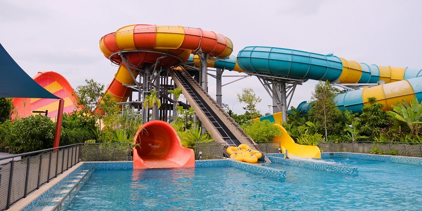 Image showing the water slides in the water park similar to the MGM Water Park