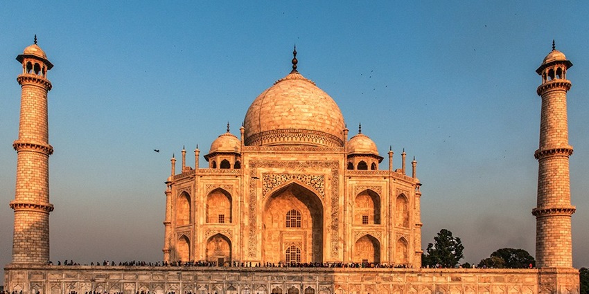 View of the fort complex adorned with vibrant sunset hues