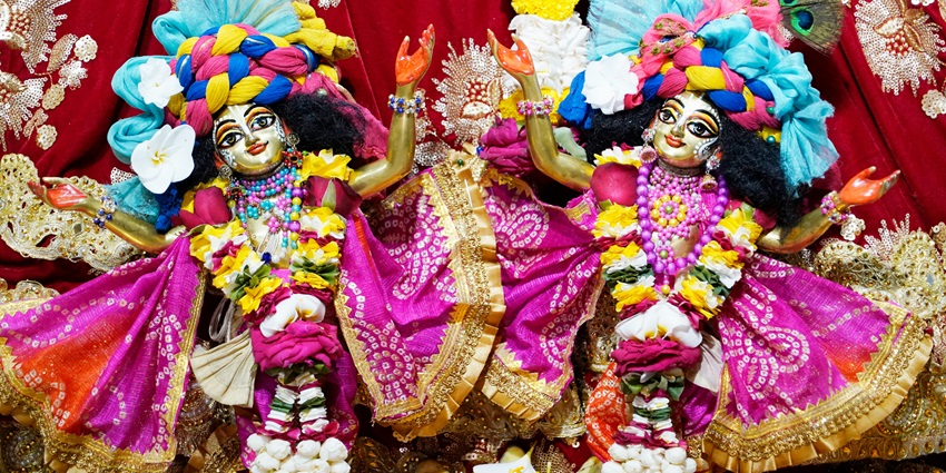 Image of Krishna among flowers in ISKCON, a popular temple near Wow Adventure Park.