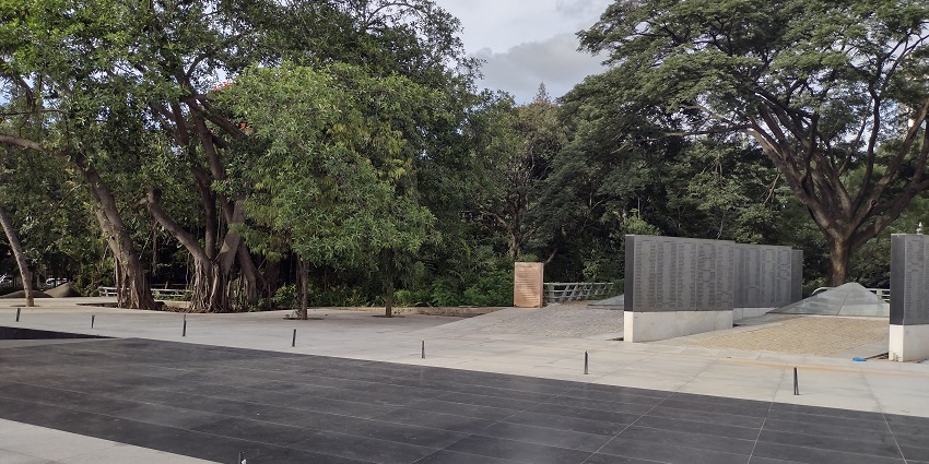 National Military Memorial and Indira Gandhi Musical Fountain with greenery in background.