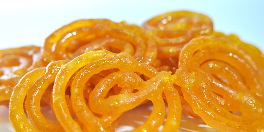 A view of round and sweet syrup-filled Jalebi, a beloved dessert in Uttar Pradesh.