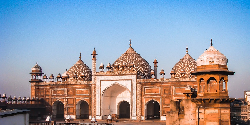 Pristine Architecture of the Jama Masjid near Taj Mahal Mosque in Agra