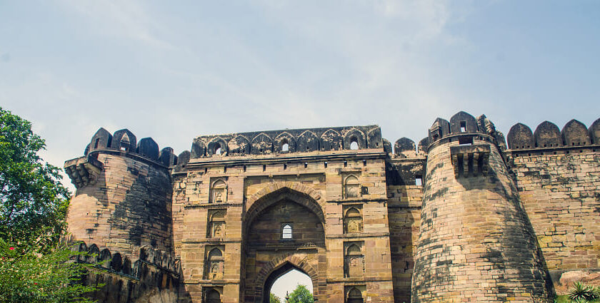 The front view of the inner gate of the ancient Jaunpur Fort, located in Uttar Pradesh.